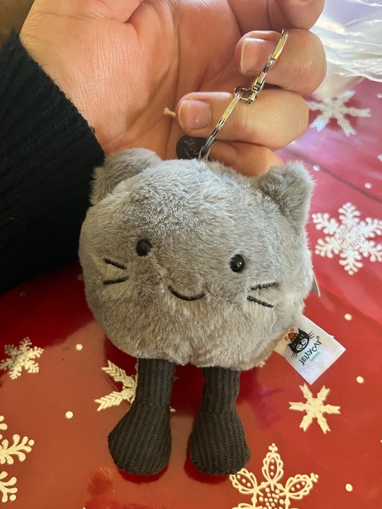 Jellycat Accessories - GREY CAT PLUSH KEYCHAIN